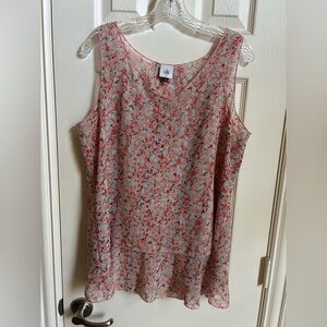 CAbi Pink and Blue Peplum Tank Top